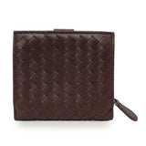 Bottega Veneta Burgundy Nappa Intrecciato Compact Snap Wallet