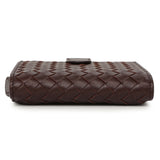 Bottega Veneta Burgundy Nappa Intrecciato Compact Snap Wallet