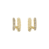 David Yurman 18K Yellow Gold Diamond DY Mercer Two Row Hoop Earrings Designer Jewellery David Yurman