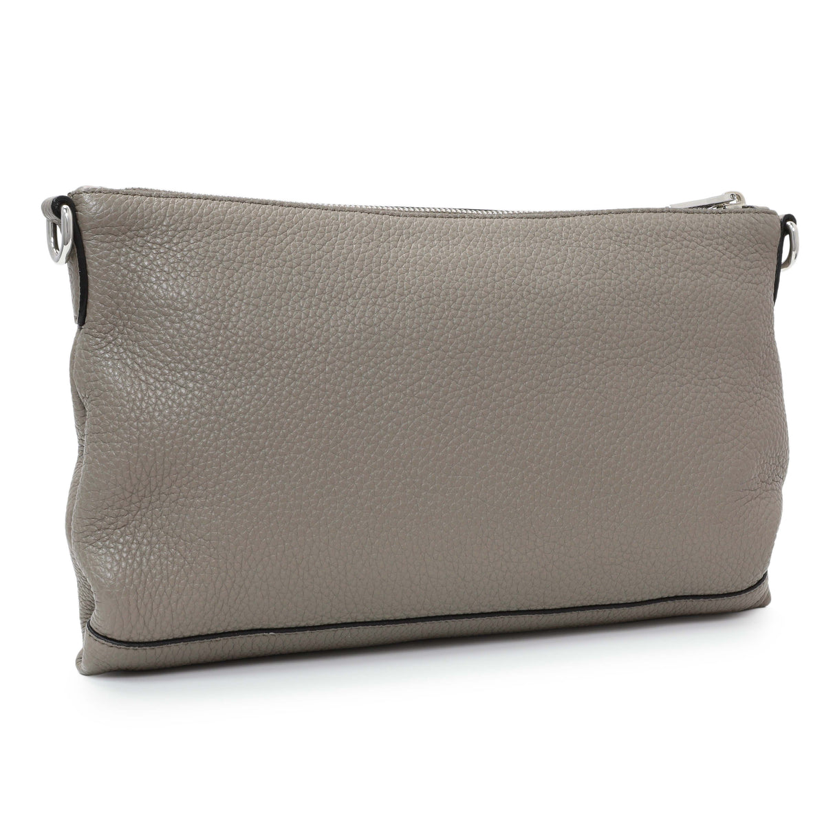 Prada Grey Vitello Daino Soft Zippered Shoulder Bag