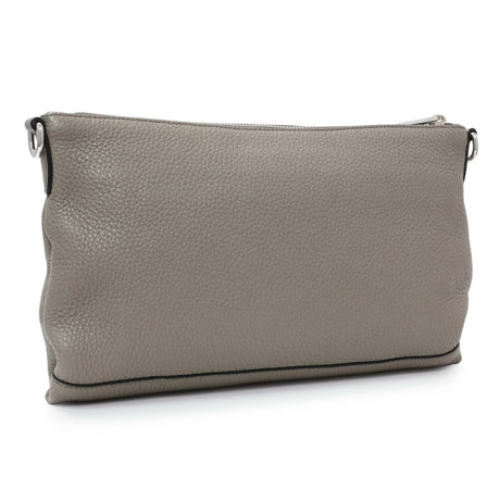 Prada Grey Vitello Daino Soft Zippered Shoulder Bag
