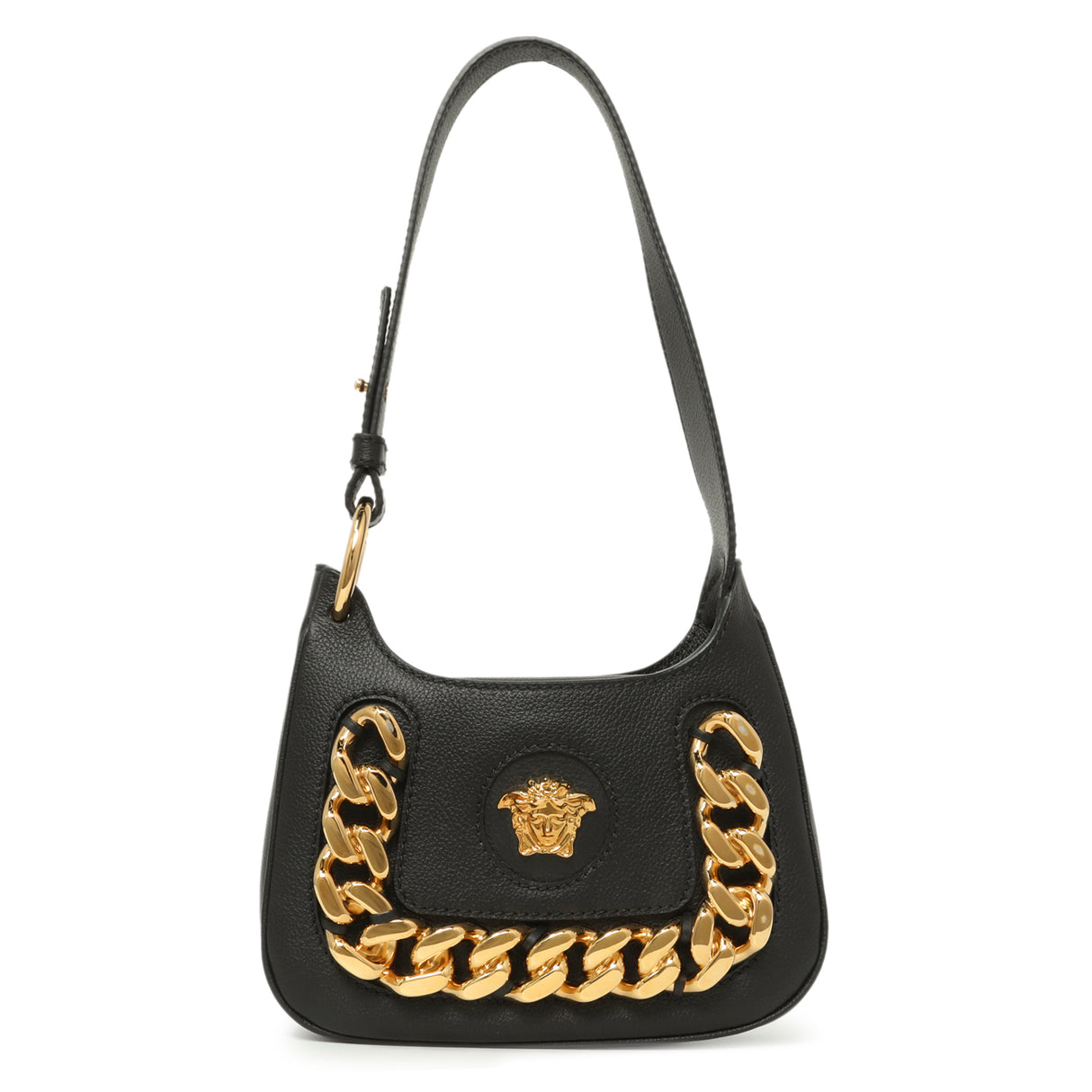 Versace Black Calfskin La Medusa Mini Chain Hobo