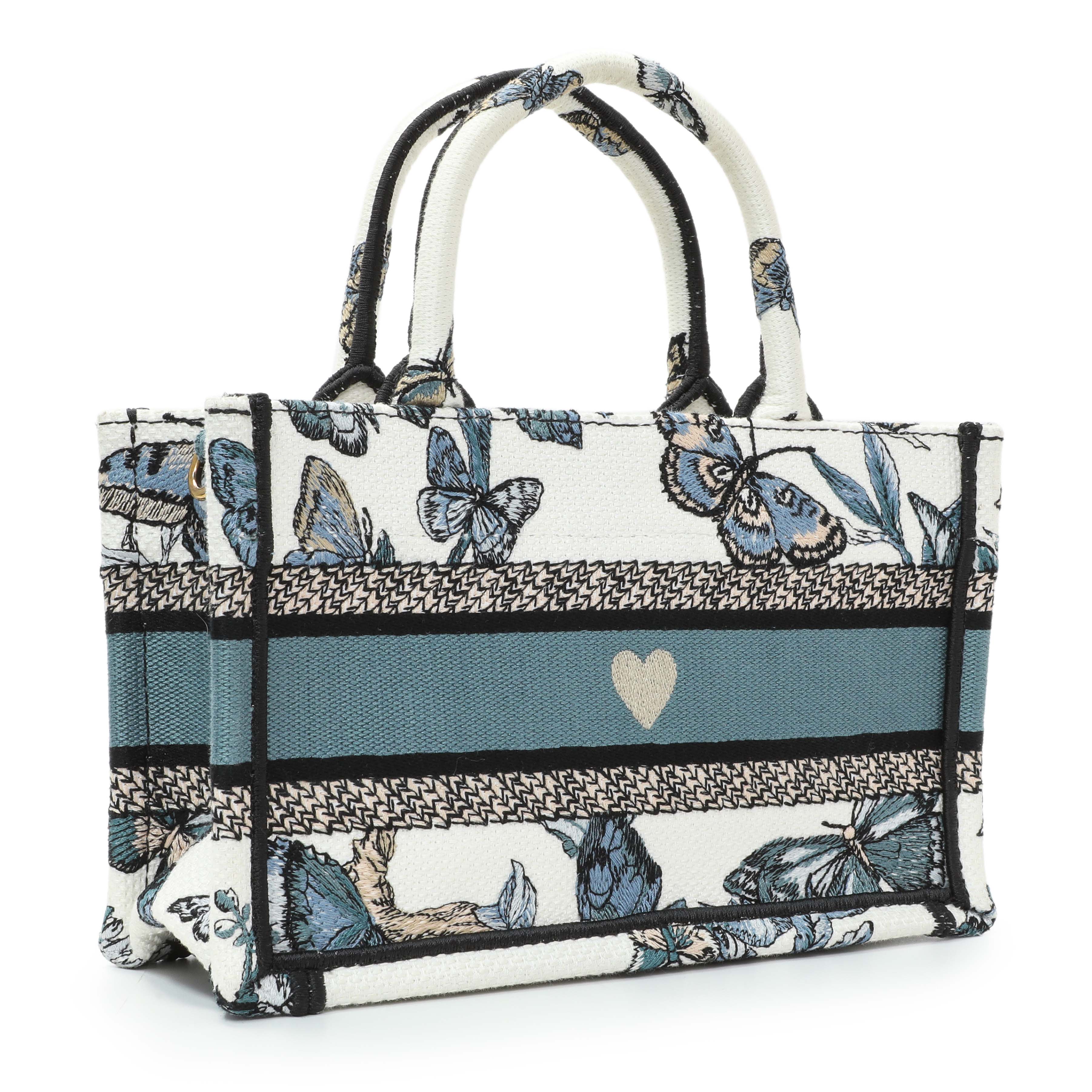 Christian Dior Embroidered Canvas Mini Book Tote w/ Strap