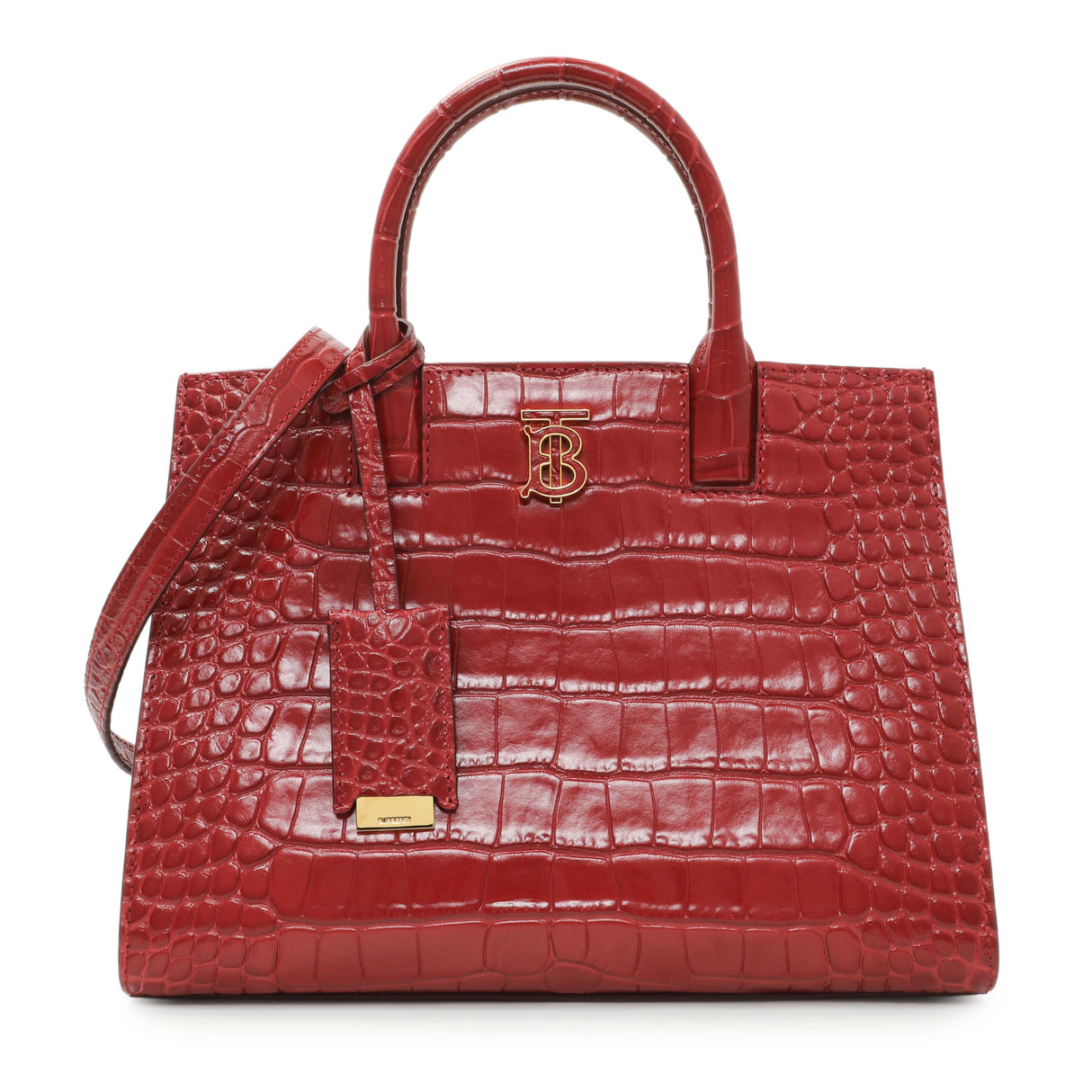 Burberry Red Crocodile Embossed Calfskin Mini Frances Tote