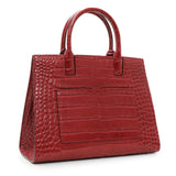 Burberry Red Crocodile Embossed Calfskin Mini Frances Tote