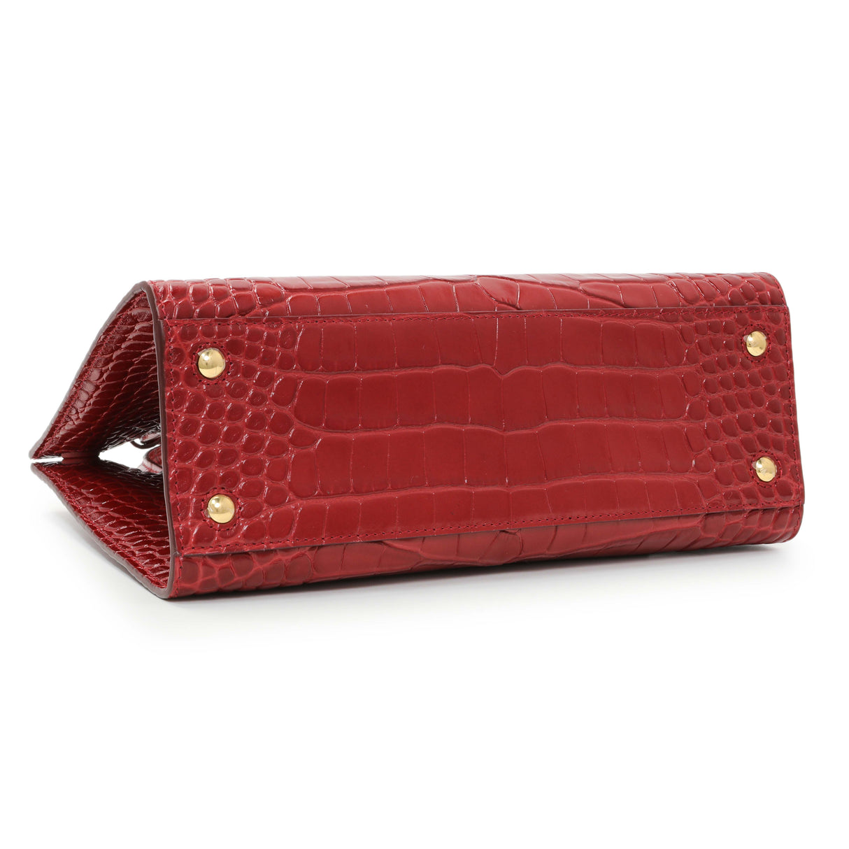 Burberry Red Crocodile Embossed Calfskin Mini Frances Tote