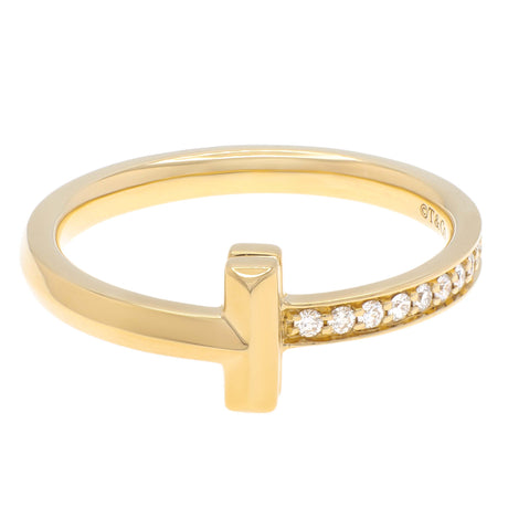 Tiffany & Co. 18K Yellow Gold Diamond T1 Ring Designer Jewellery Tiffany and Co