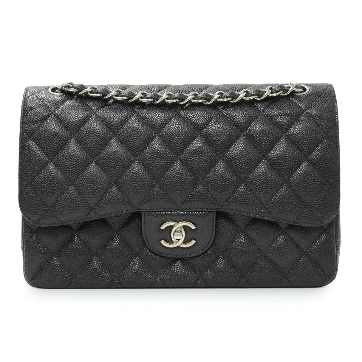 Chanel Black Caviar Jumbo Classic Double Flap
