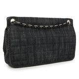 Chanel Python Denim Square Quilt Chain Flap