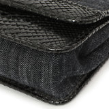 Chanel Python Denim Square Quilt Chain Flap