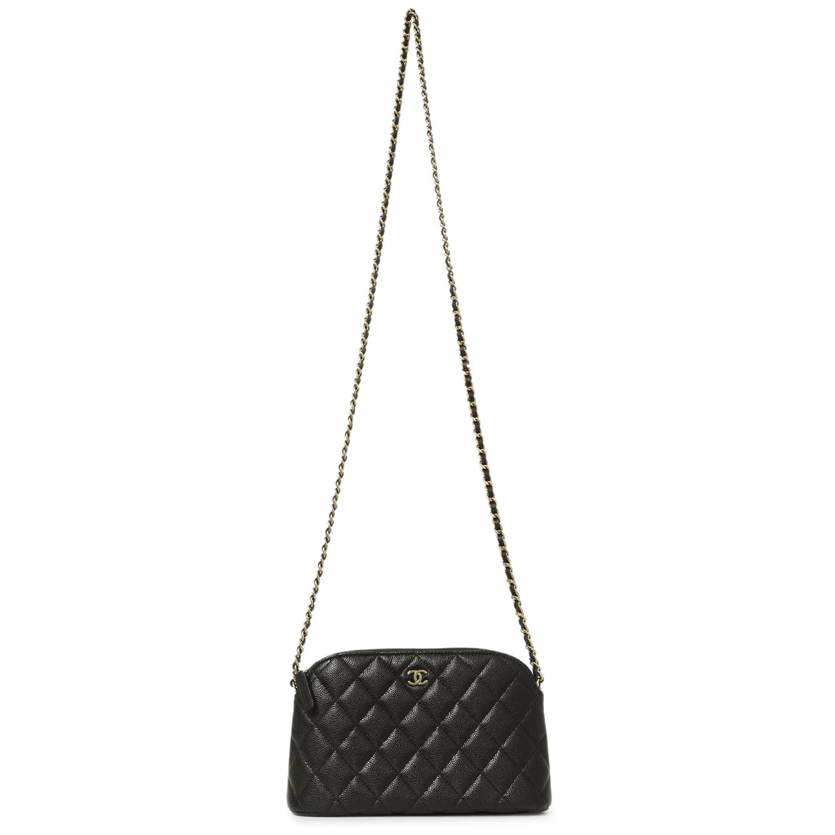 Chanel Black Quilted Caviar Classic Clutch with Chain