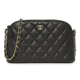 Chanel Black Quilted Caviar Classic Clutch with Chain