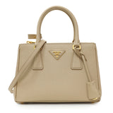 Prada Beige Saffiano Lux Mini Galleria Double Zip Tote