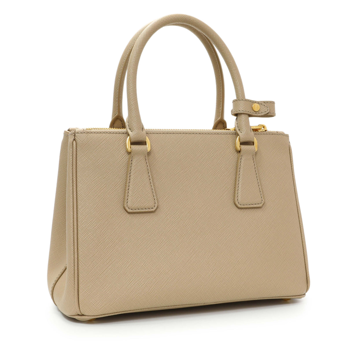 Prada Beige Saffiano Lux Mini Galleria Double Zip Tote