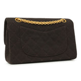 Chanel Brown Quilted Jersey Small Double Flap