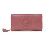 Gucci Rose Pebbled Calfskin Soho Zip Around Wallet Accessories Gucci