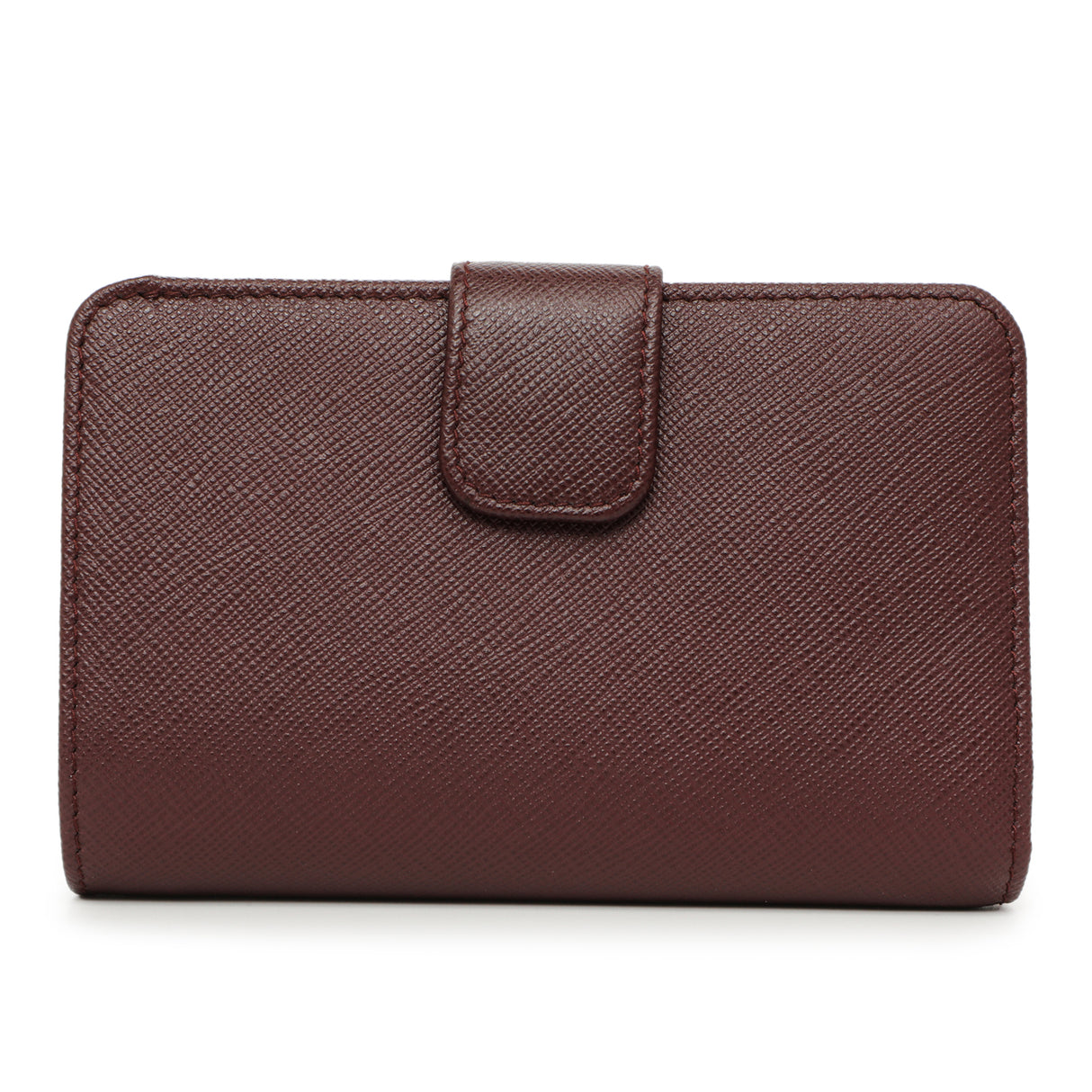 Prada Burgundy Saffiano Compact Wallet