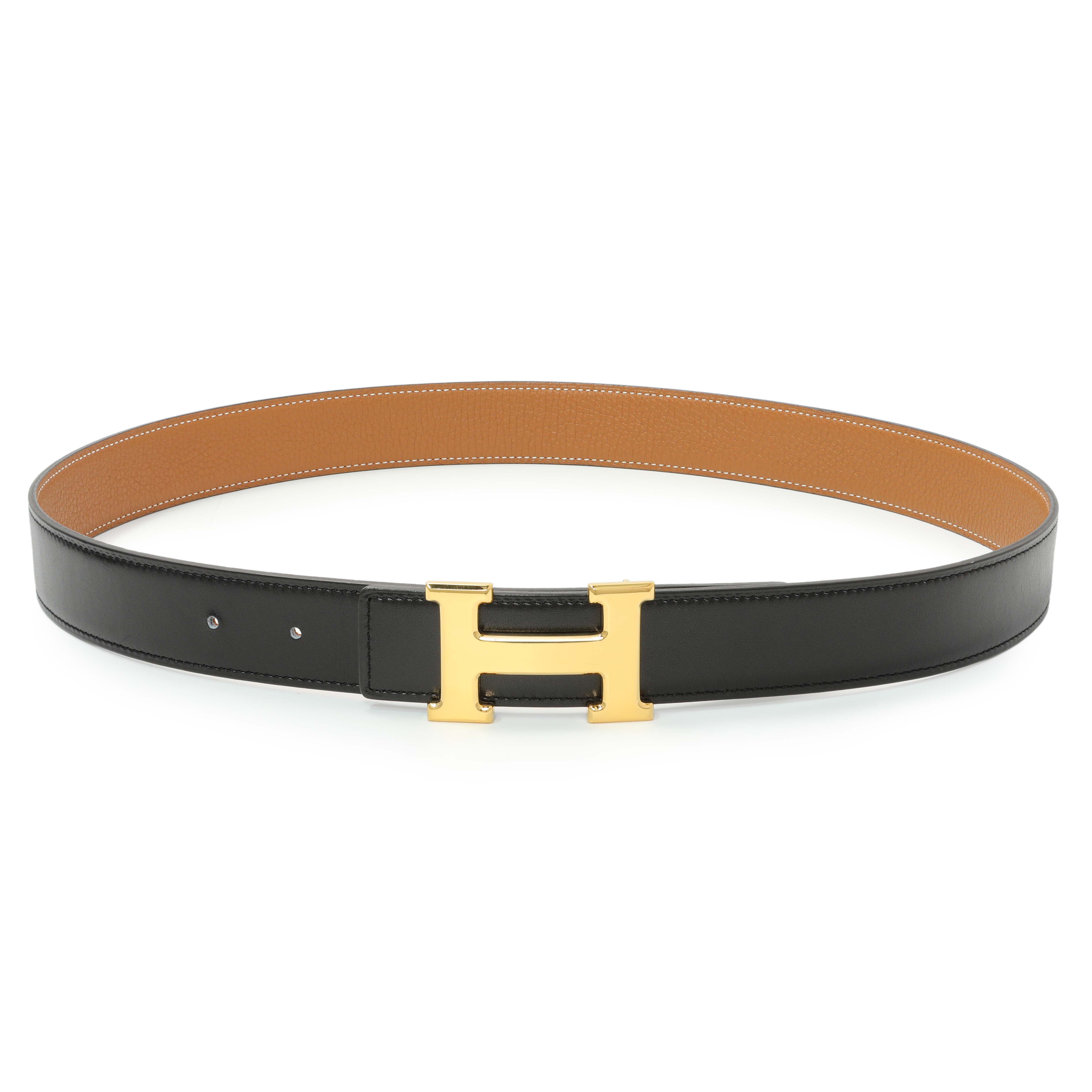 Hermes Black Gold Box Togo 32mm H Belt – Modaselle