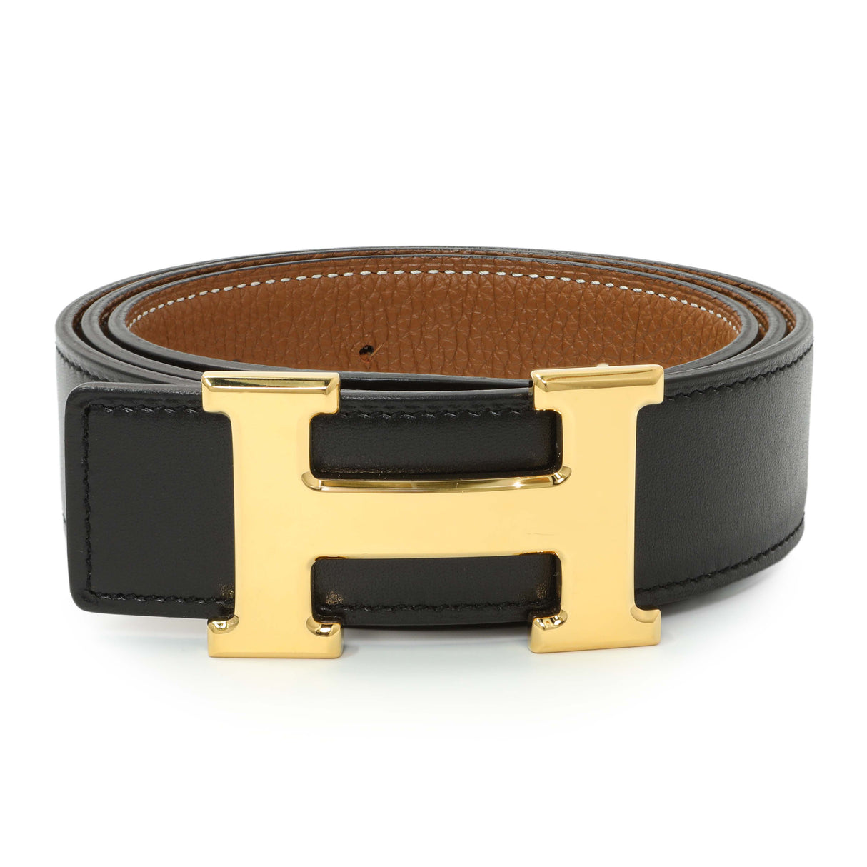 Hermes Black Gold Box Togo 32mm H Belt Accessories Hermes