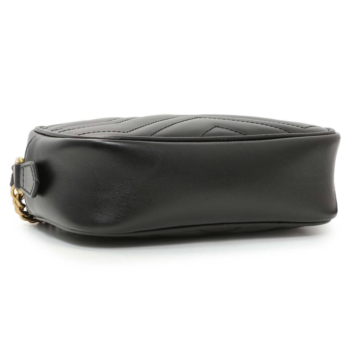 Gucci Black Calfskin Matelasse Mini GG Marmont Chain Shoulder Bag Handbags Gucci