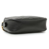 Gucci Black Calfskin Matelasse Mini GG Marmont Chain Shoulder Bag Handbags Gucci