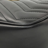 Gucci Black Calfskin Matelasse Mini GG Marmont Chain Shoulder Bag Handbags Gucci