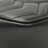 Gucci Black Calfskin Matelasse Mini GG Marmont Chain Shoulder Bag Handbags Gucci
