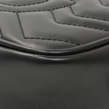 Gucci Black Calfskin Matelasse Mini GG Marmont Chain Shoulder Bag Handbags Gucci
