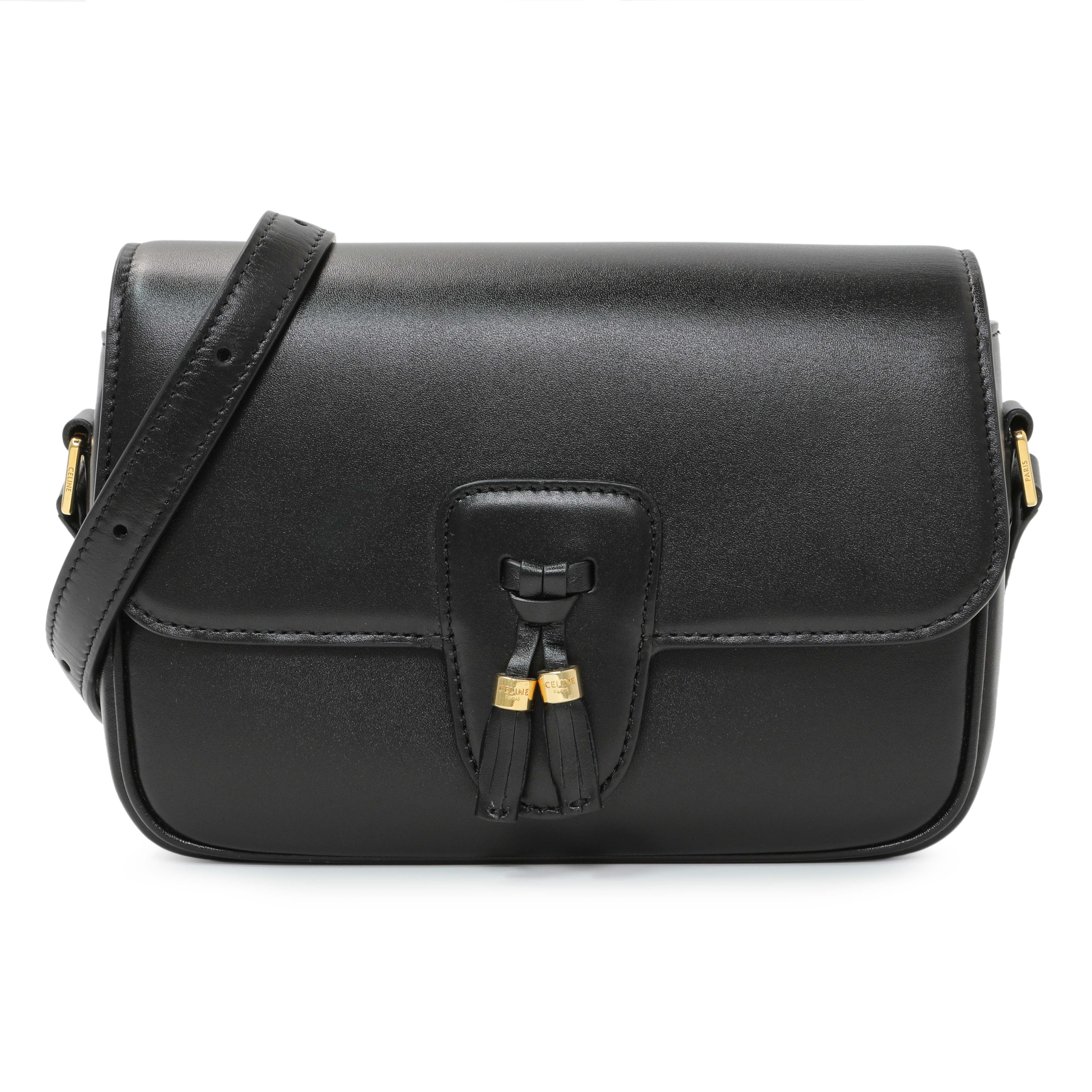 CELINE黒　M Celine Black Calfskin Medium Tassel Bag – Modaselle