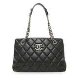 Chanel Black Quilted Aged Calfskin CC Crown Tote Handbags Chanel