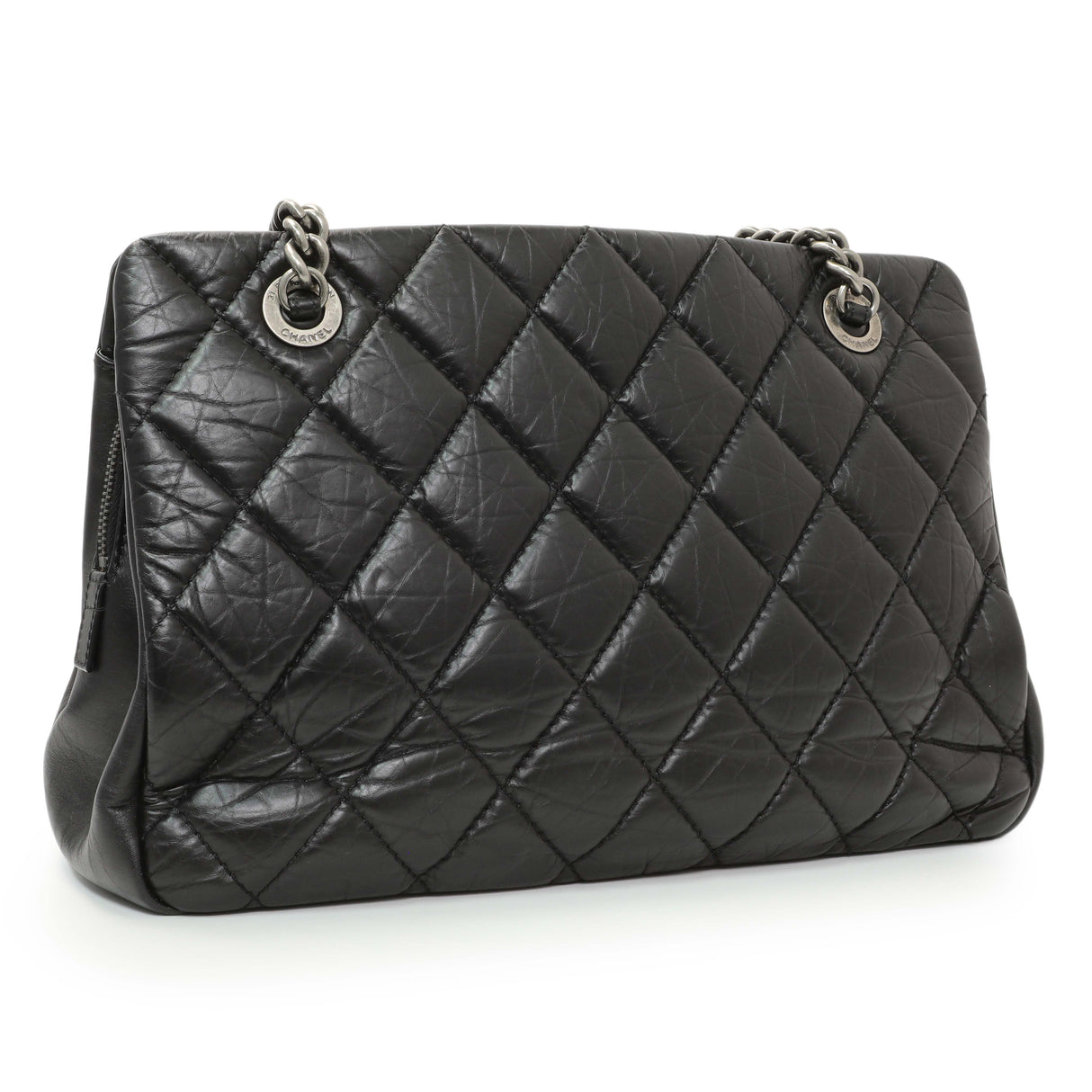 Chanel Black Quilted Aged Calfskin CC Crown Tote Handbags Chanel