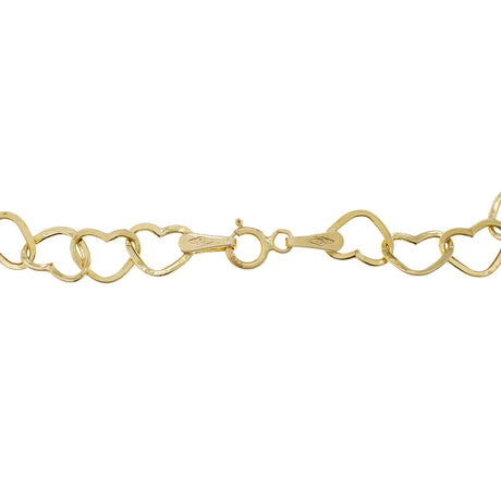 18K Yellow Gold Heart Link Bracelet Fine Jewellery Modaselle