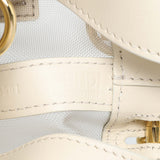 Fendi Sabbia White Ice Mesh Vitello King F is Fendi Logo Embroidered Mini Mon Tresor Bucket Bag