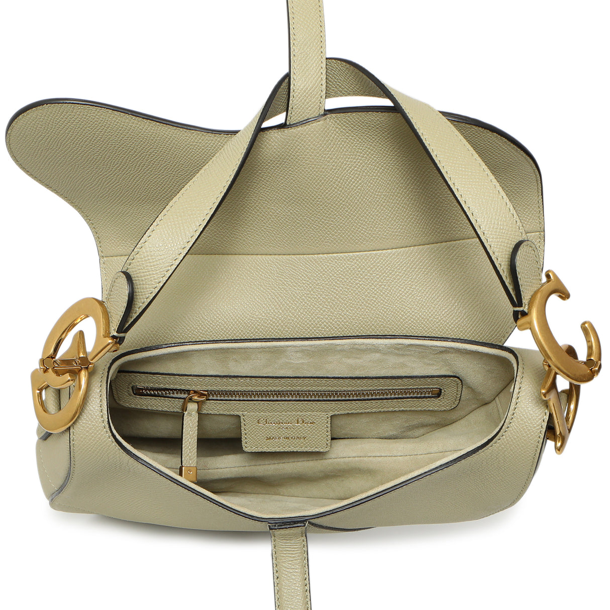 Christian Dior Ethereal Green Grained Calfskin Saddle Bag