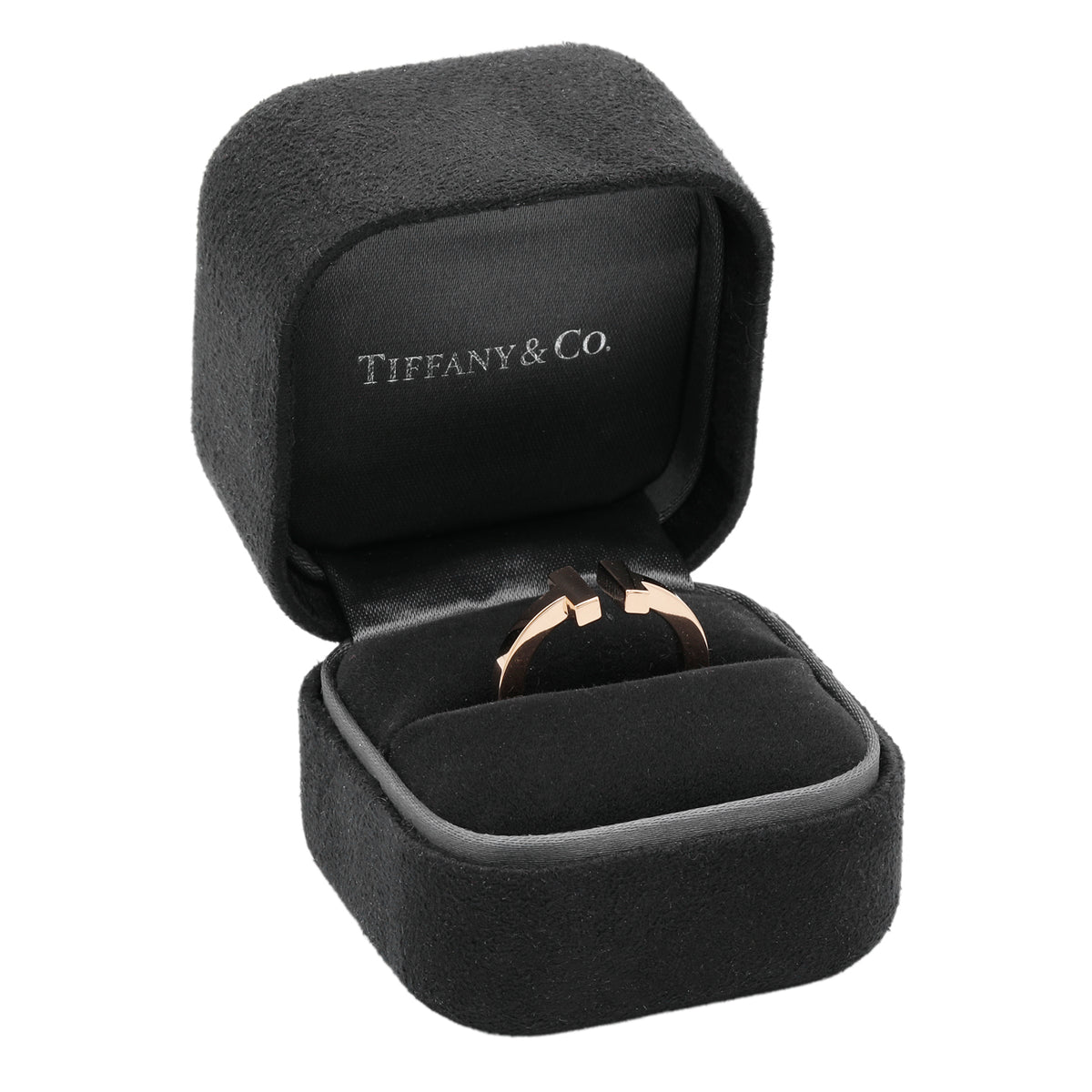 Tiffany & Co. 18K Rose Gold T Square Ring Designer Jewellery Tiffany and Co