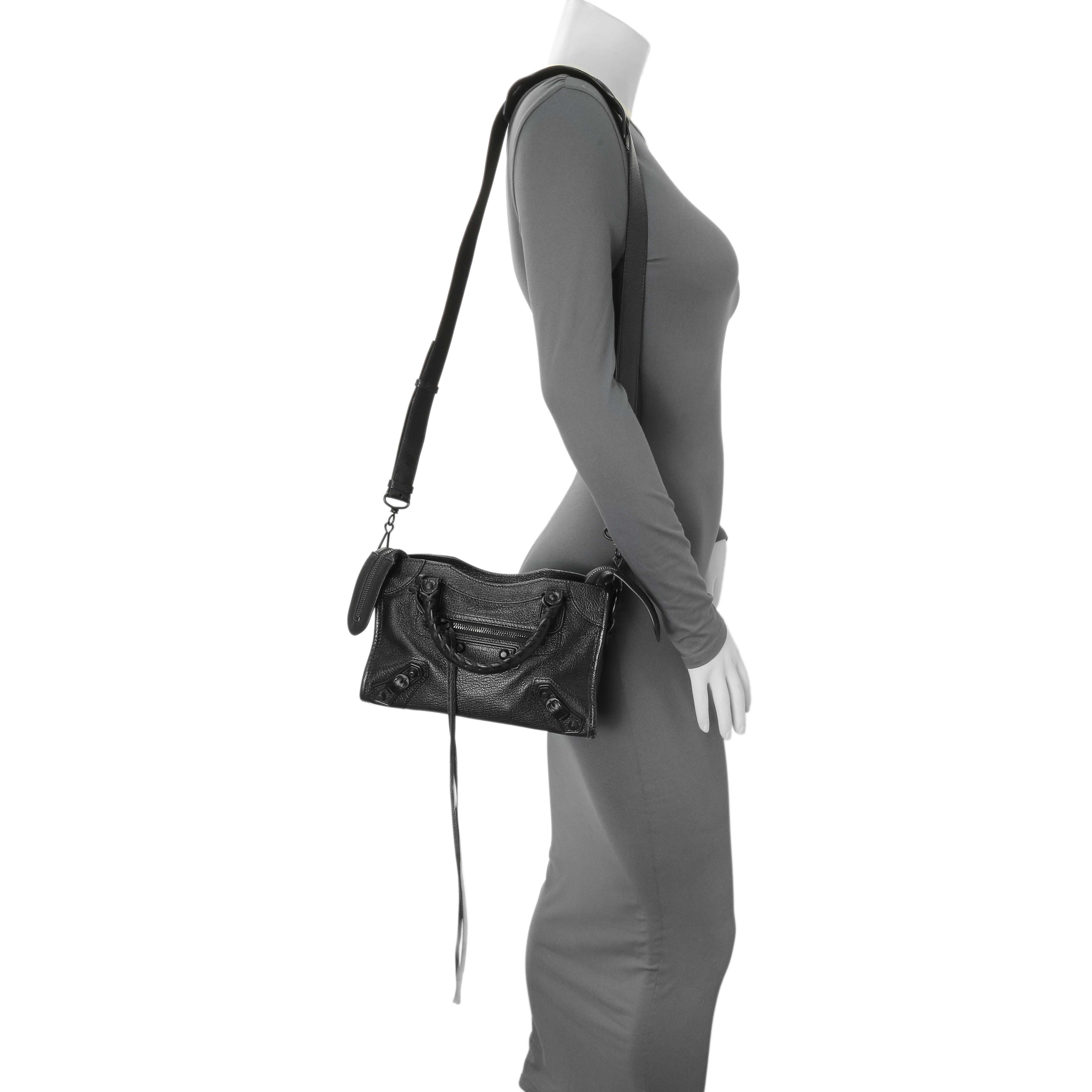Balenciaga Black Chevre Metallic Edge Mini City – Modaselle