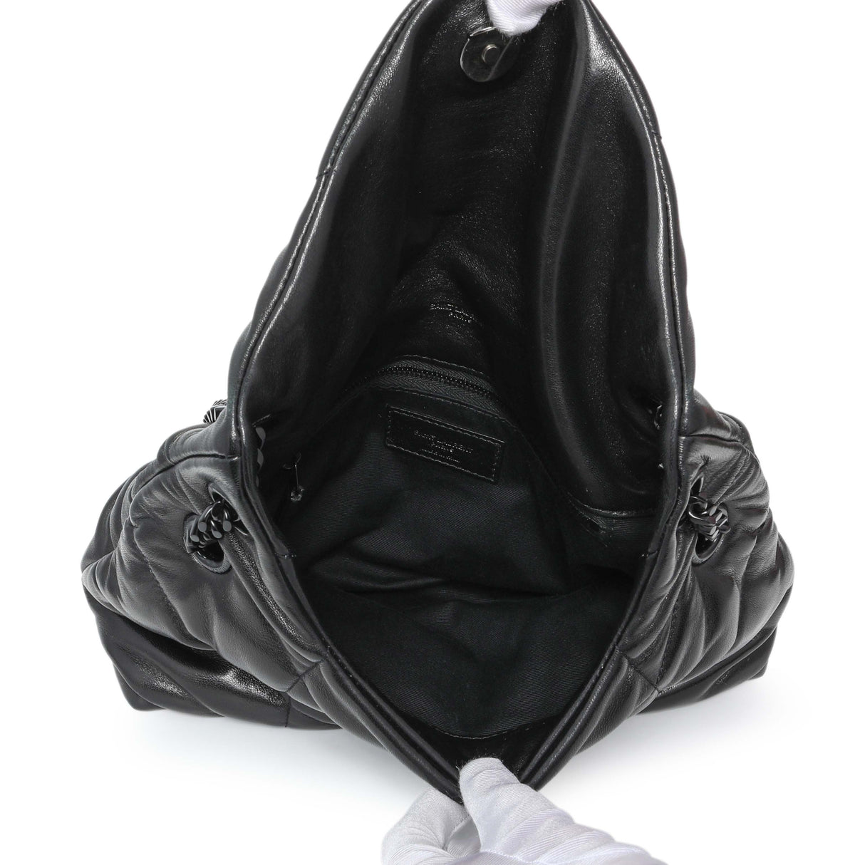 Saint Laurent  Black Lambskin Small Loulou Puffer