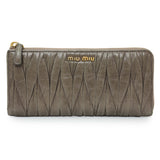 Miu Miu Grey Nappa Matelasse Zip Wallet Accessories Miu Miu