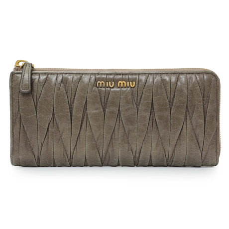 Miu Miu Grey Nappa Matelasse Zip Wallet Accessories Miu Miu