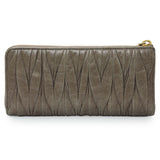 Miu Miu Grey Nappa Matelasse Zip Wallet Accessories Miu Miu