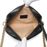 Gucci Black Calfskin Matelasse Mini GG Marmont Chain Shoulder Bag Handbags Gucci
