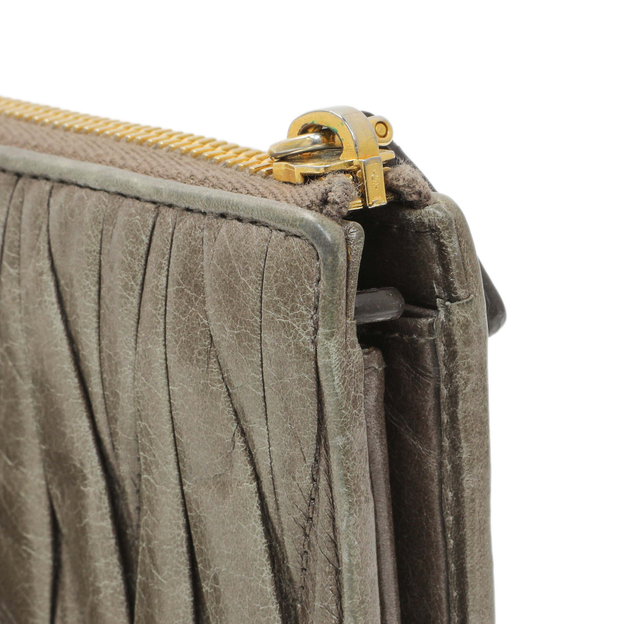 Miu Miu Grey Nappa Matelasse Zip Wallet Accessories Miu Miu