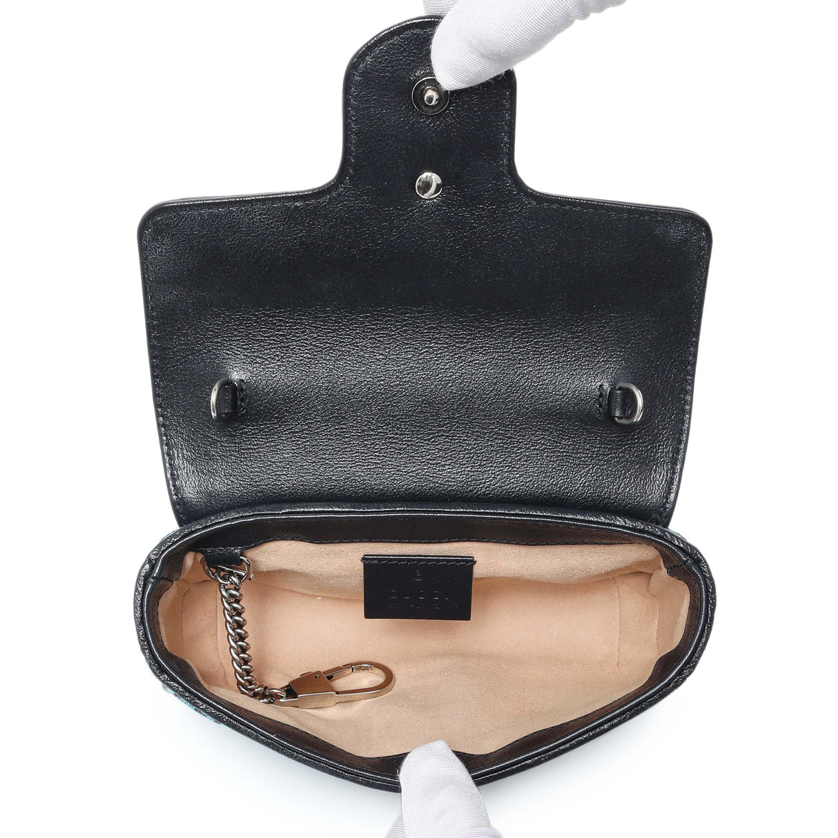 Gucci Blue Monogram Matelasse Diagonal Super Mini GG Marmont Shoulder Bag Handbags Gucci