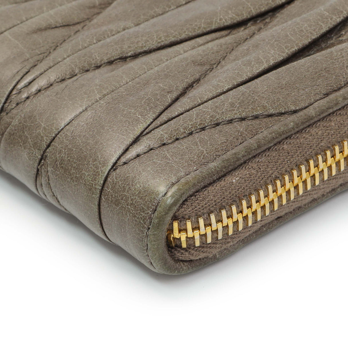 Miu Miu Grey Nappa Matelasse Zip Wallet Accessories Miu Miu