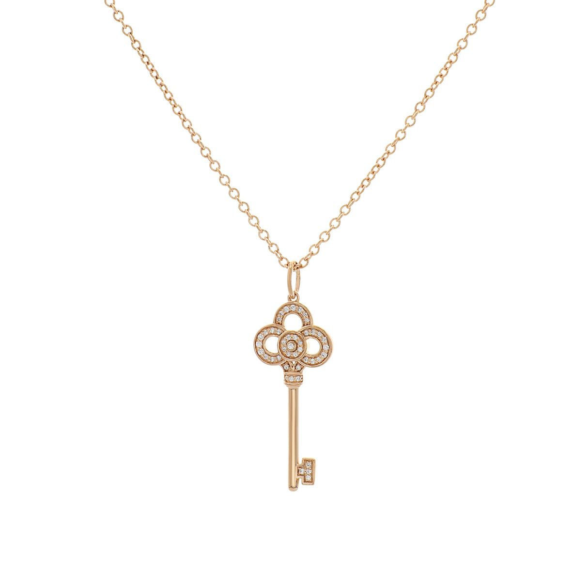 Tiffany & Co. 18k Rose Gold Diamond Mini Crown Key Pendant