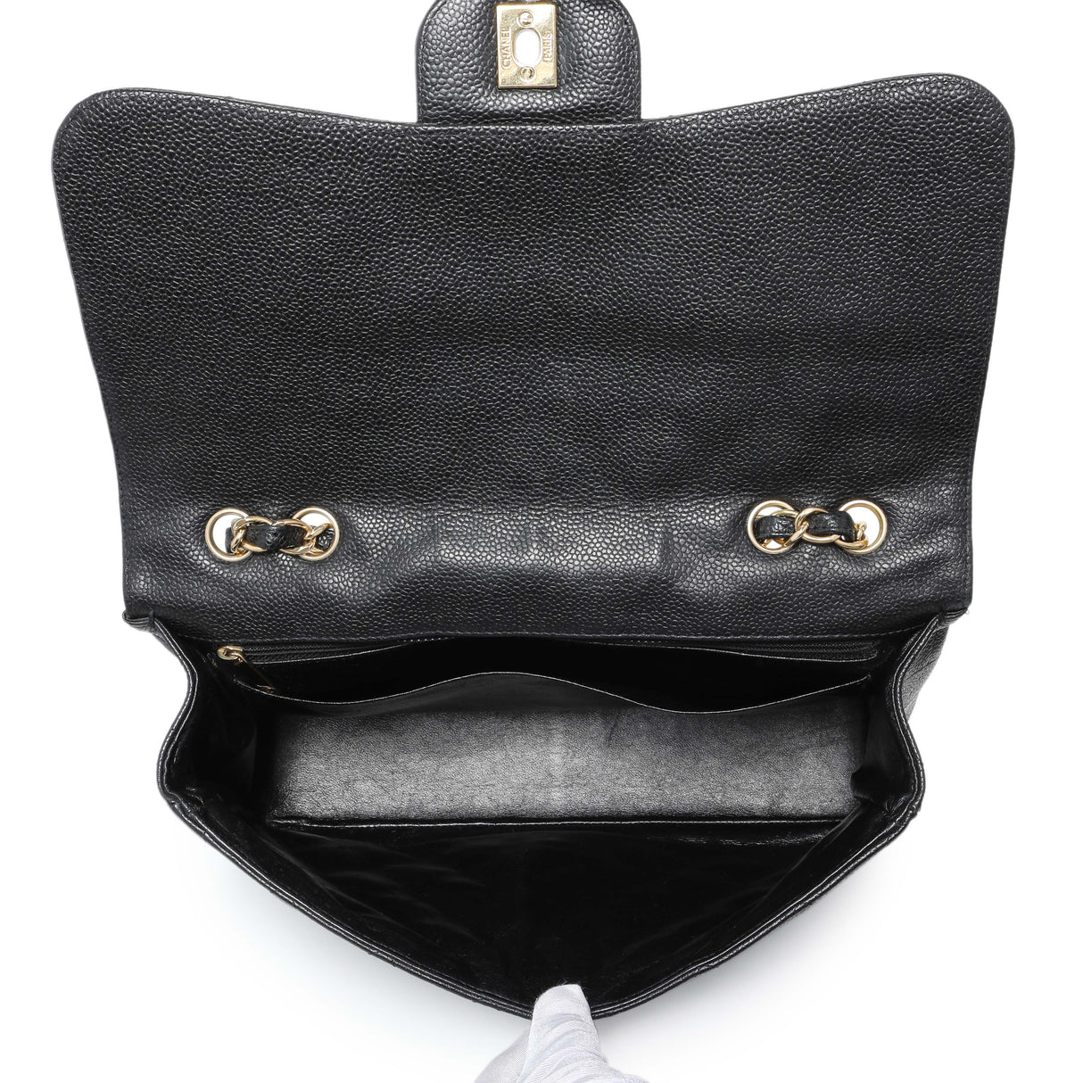 Chanel Black Quilted Caviar Jumbo Single Flap Handbags Chanel