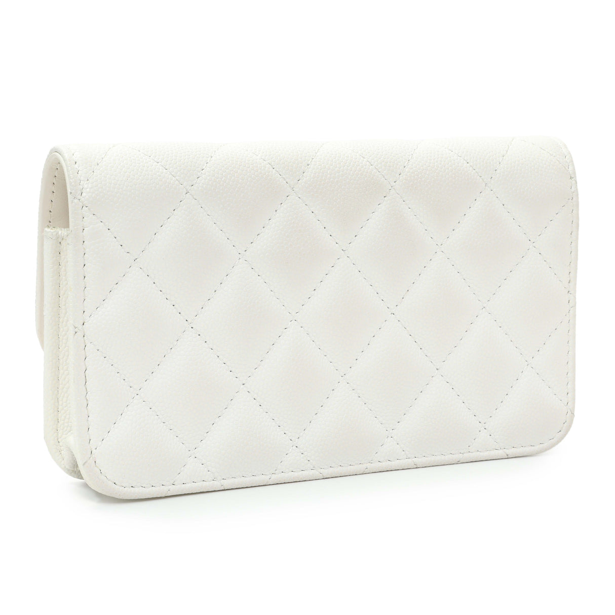 Chanel White Caviar Quilted Flap Phone Holder With Chain Handbags Chanel