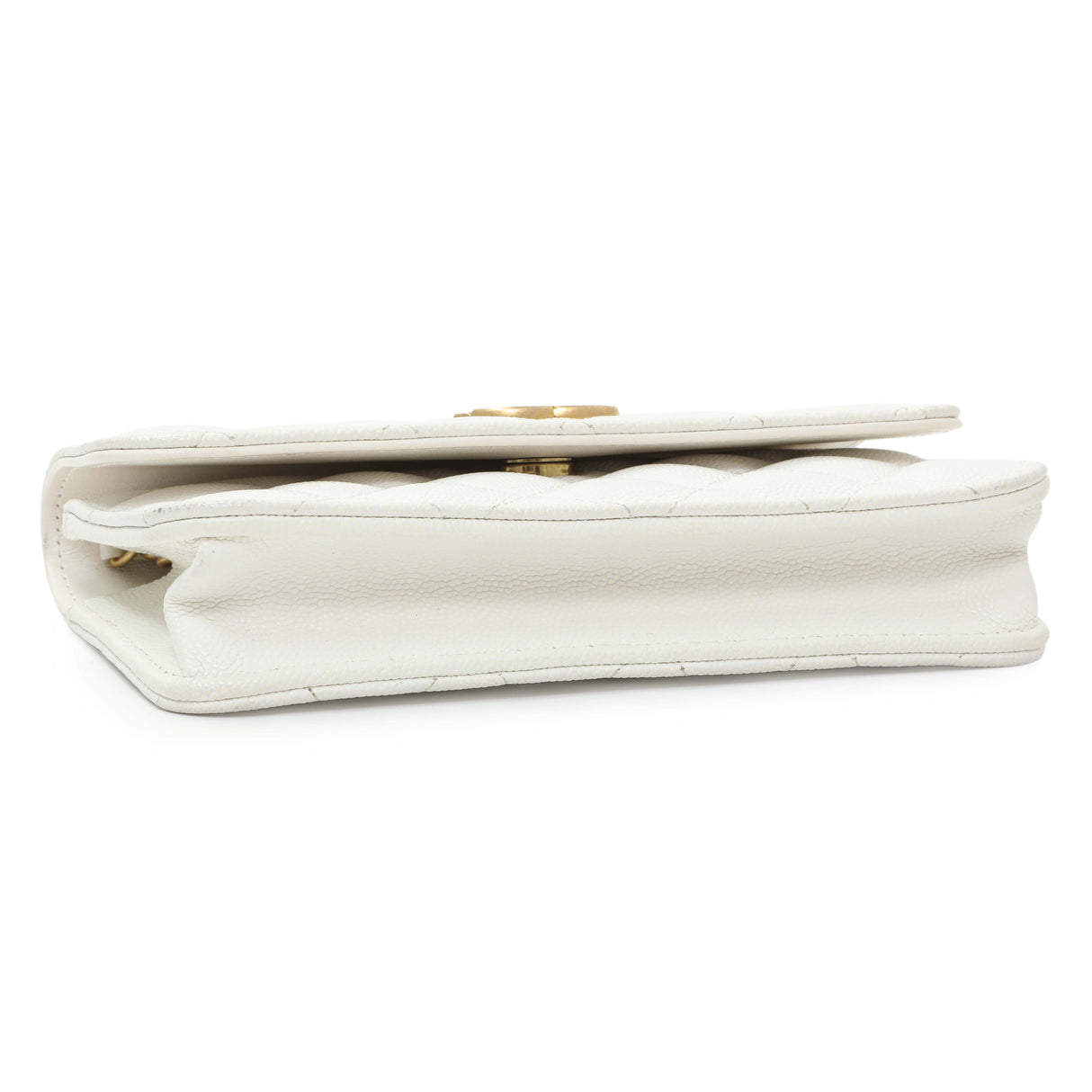 Chanel White Caviar Quilted Flap Phone Holder With Chain Handbags Chanel