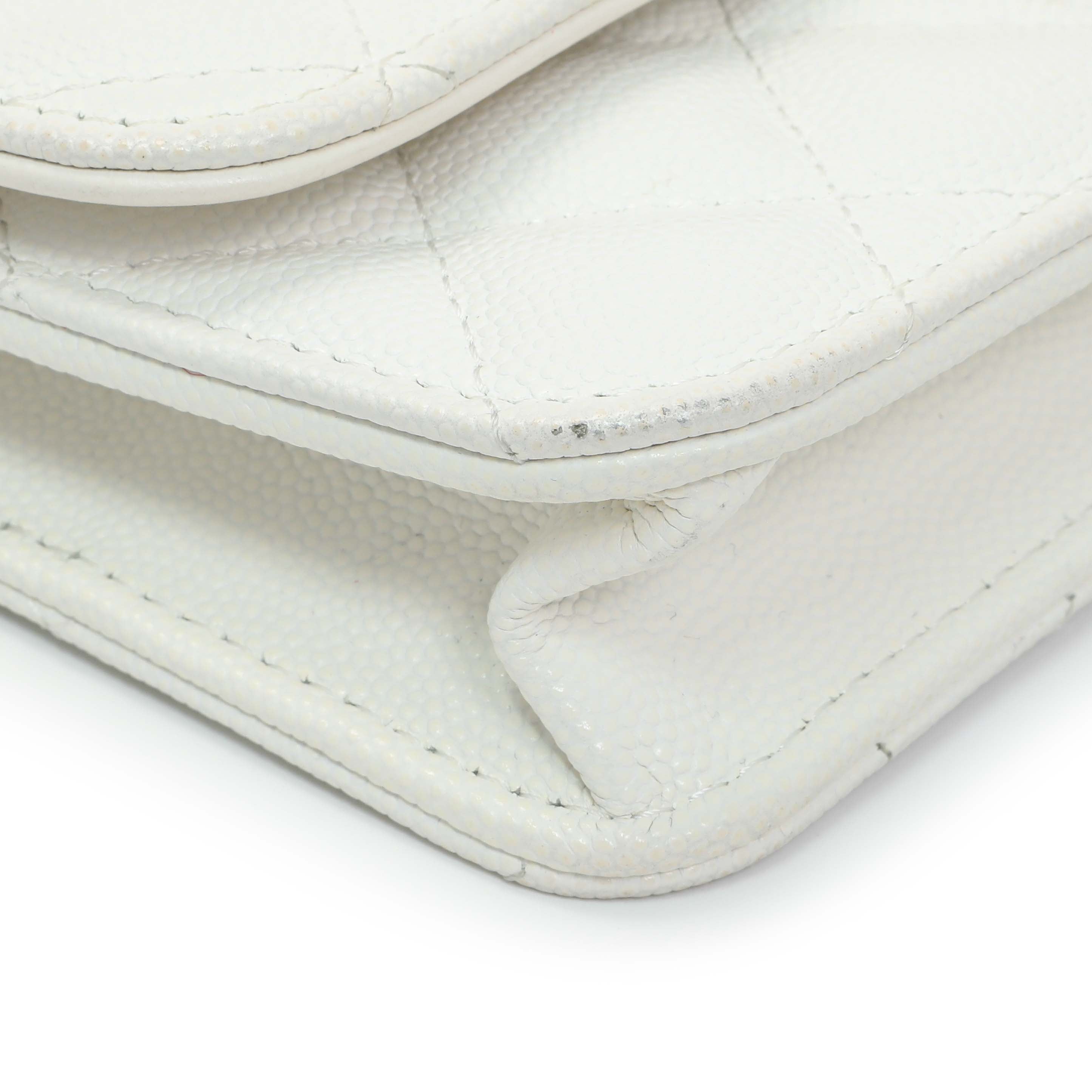Chanel White Caviar Quilted Flap Phone Holder With Chain – Modaselle