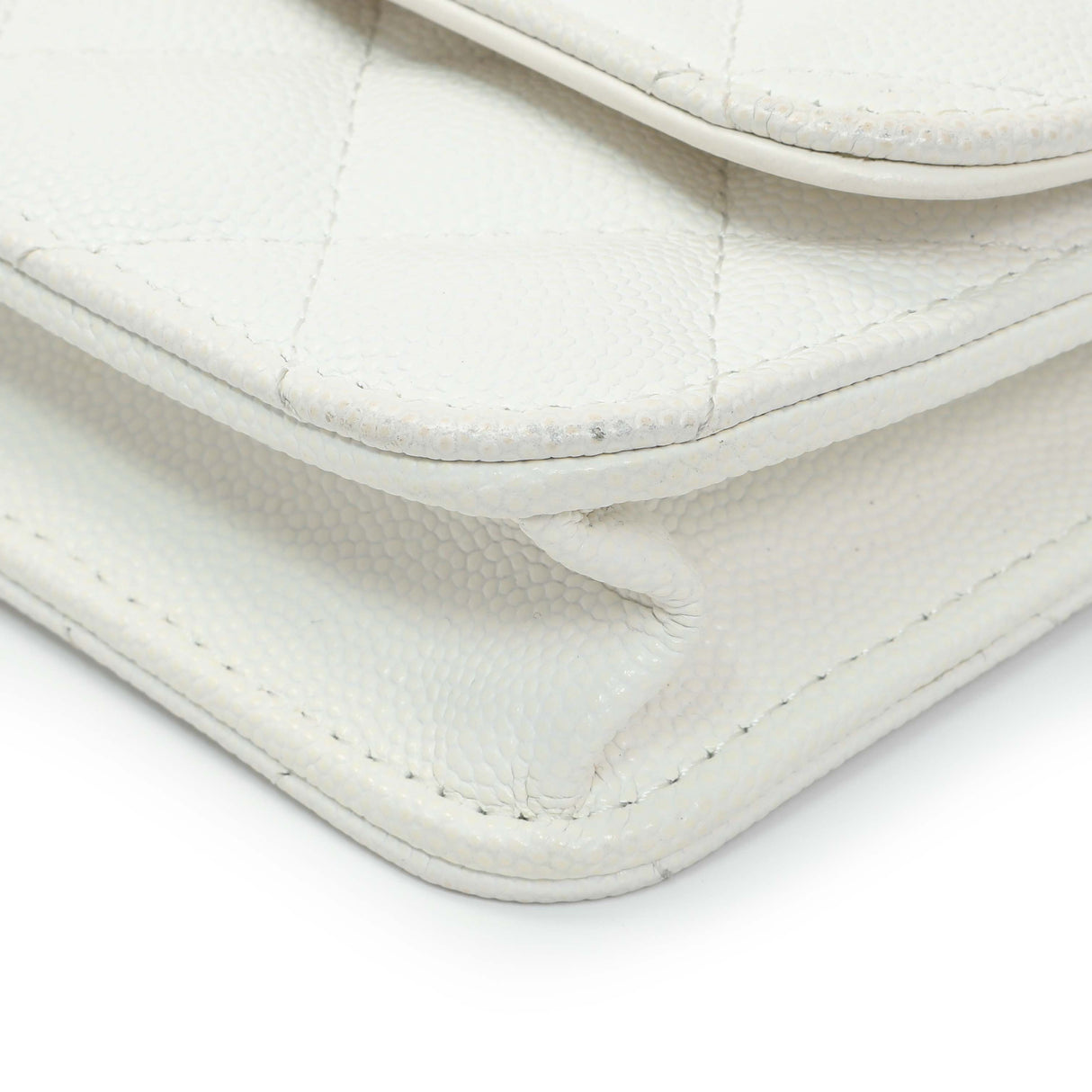 Chanel White Caviar Quilted Flap Phone Holder With Chain Handbags Chanel